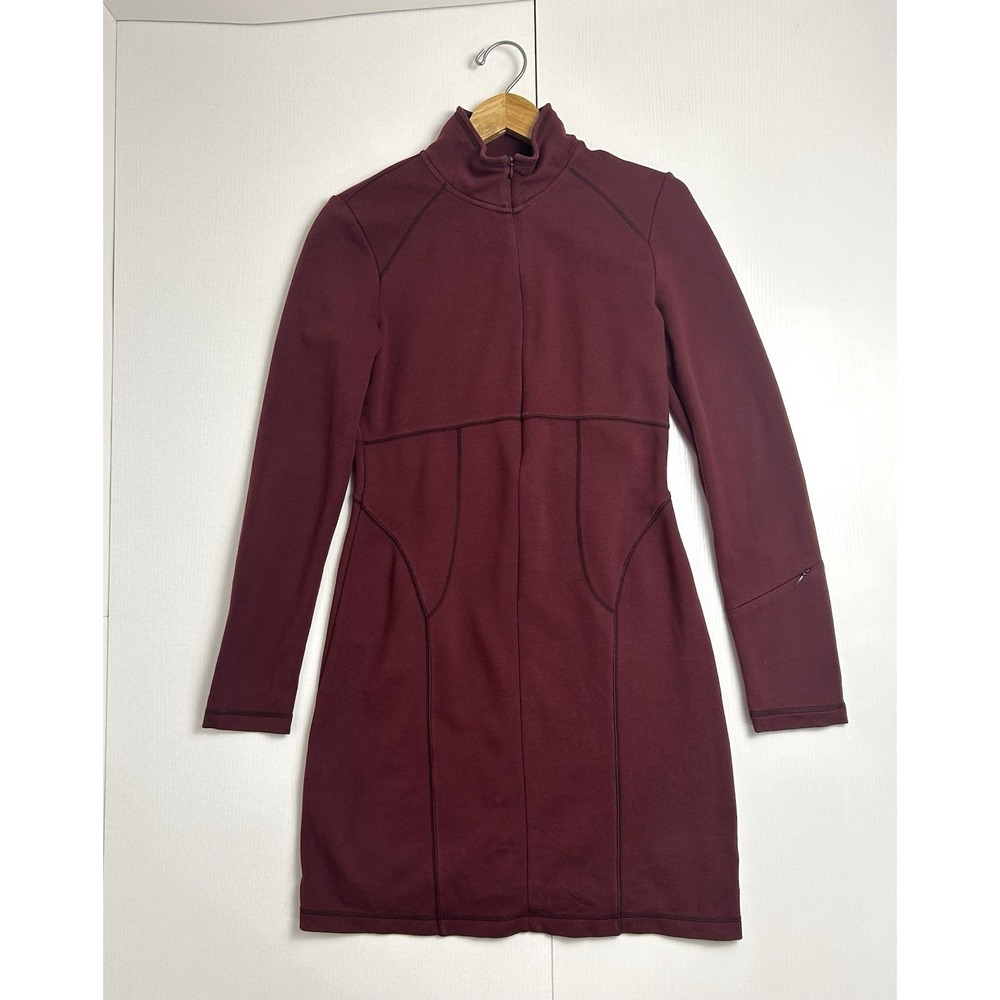 Athleta Cassidy Ponte Dress Size S Maroon 1/2 Zip Pullover with Pockets